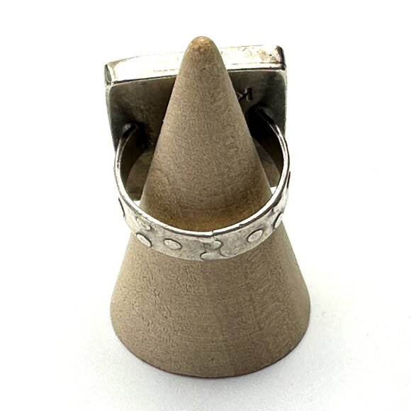 XL Sterling Silver Onyx Statement Art Ring — Unisex — Size 8.25US — GUC - Picture 5 of 11